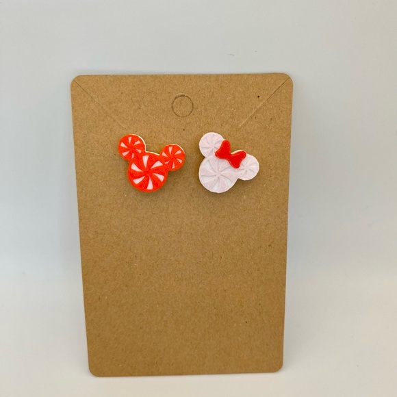 Disney Inspired Peppermint Mickey & Minnie stud earrings NWT - Picture 5 of 6